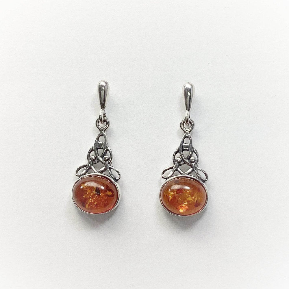 Cognac Amber Stud Earrings - Rocks and Gems Canada