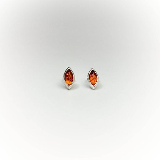Cognac Amber Stud Earrings - Rocks and Gems Canada