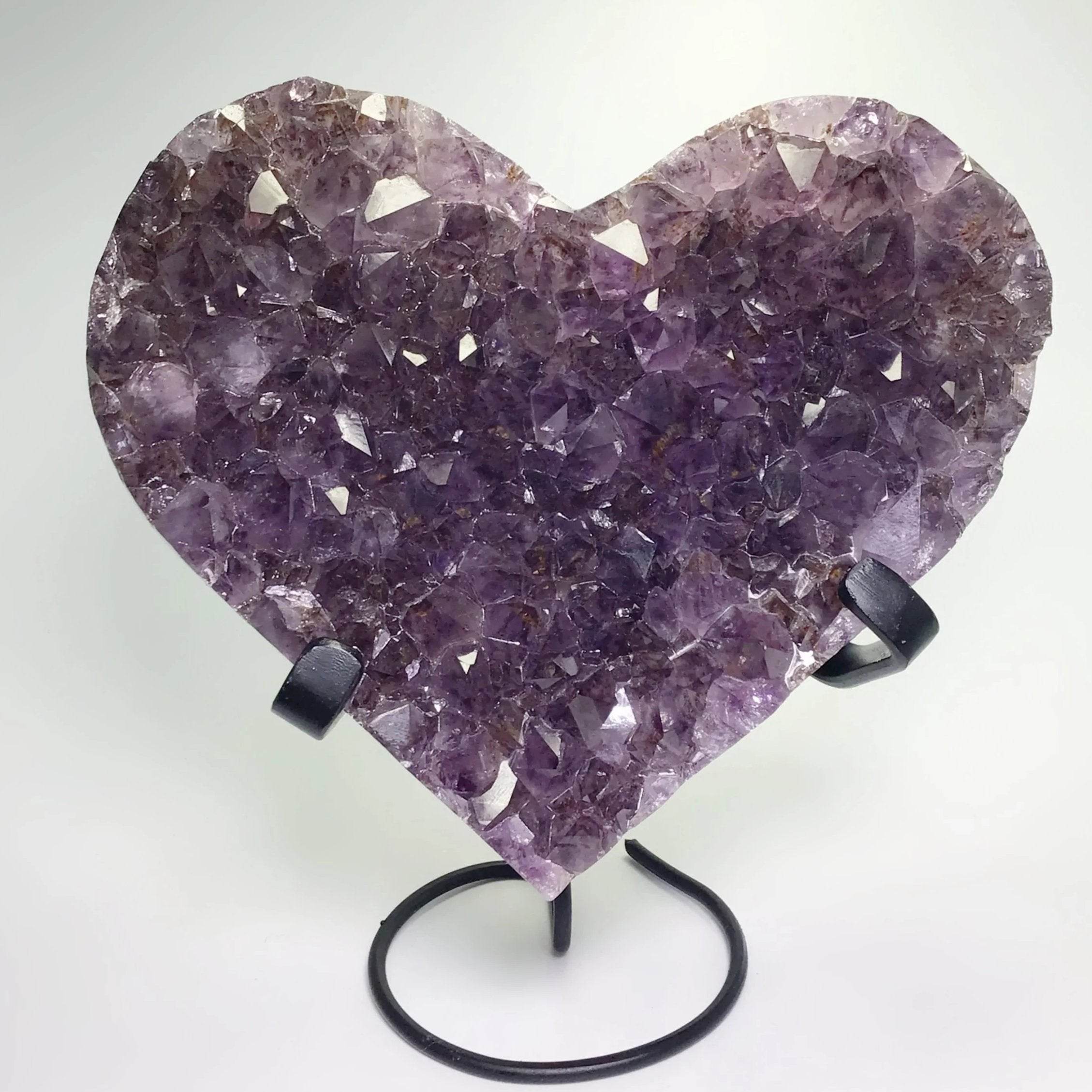 Amethyst Druze Cluster Heart On Stand - Rocks and Gems Canada