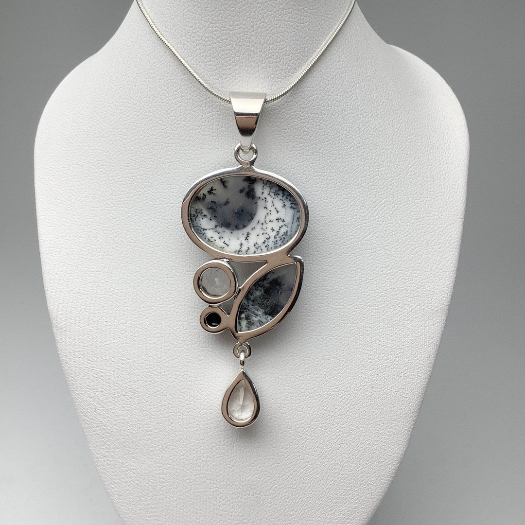 Dendritic Opal, Black Onyx and Clear Quartz Pendant - Rocks and Gems Canada