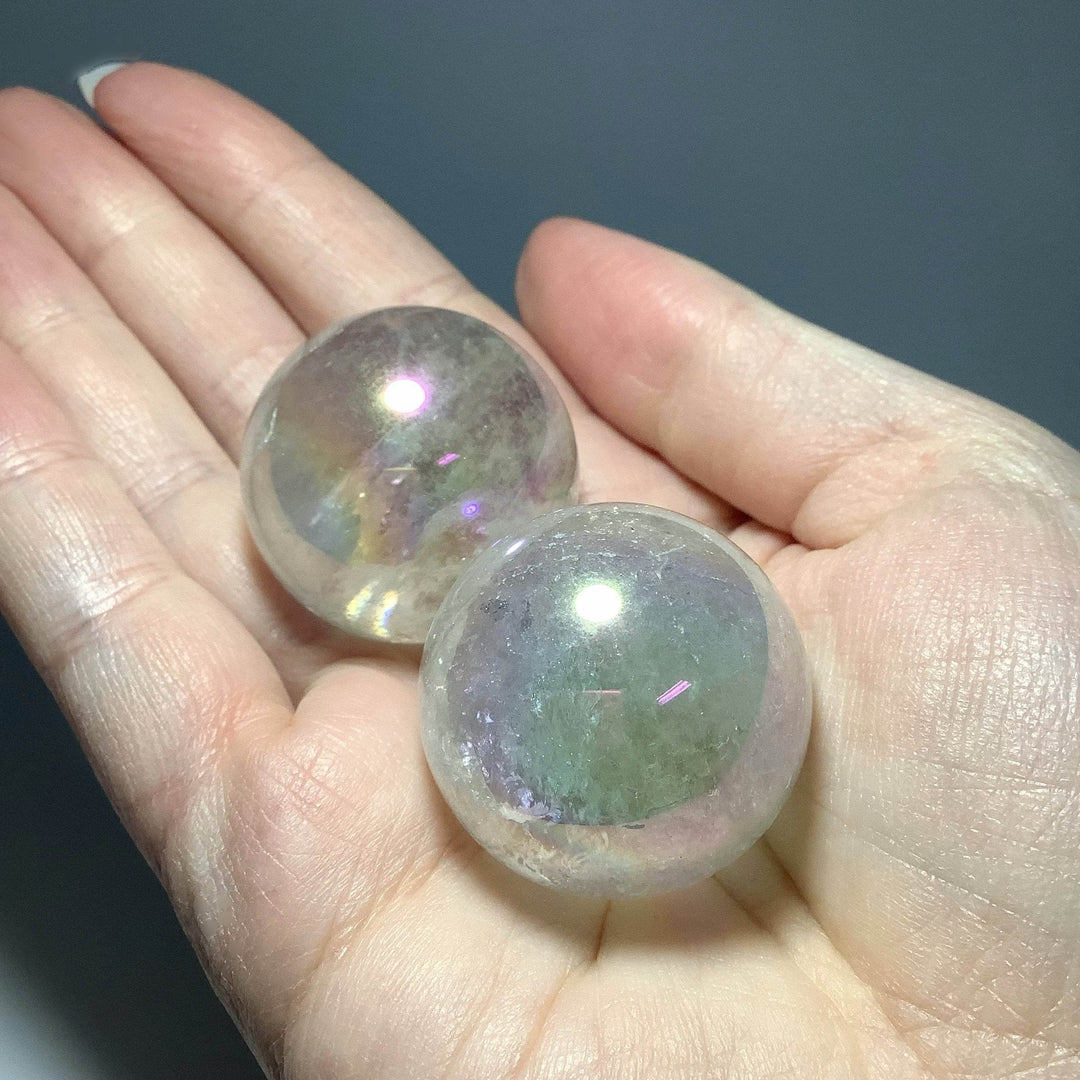 Opalescent Aura Quartz Sphere - Rocks and Gems Canada