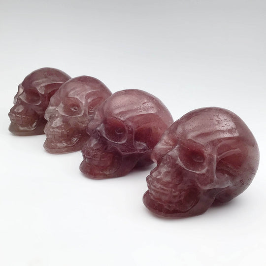Carved Strawberry Quartz Skull - Rocks and Gems Canada
