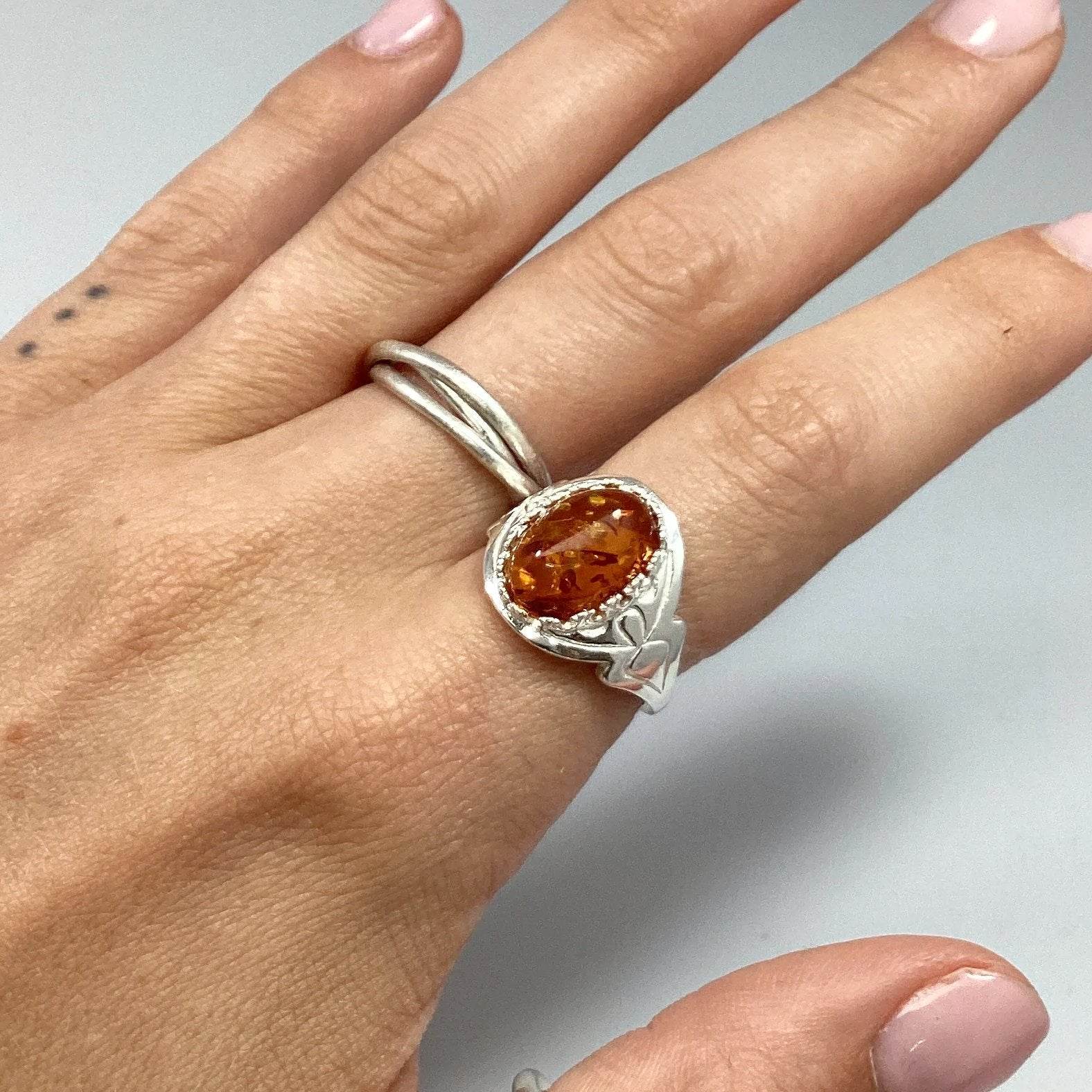 Cognac Amber Ring - Rocks and Gems Canada