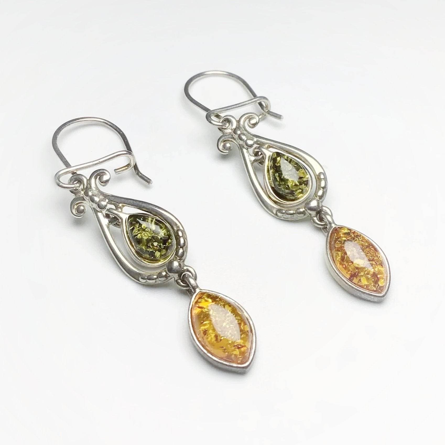 Mixed Amber Dangle Earrings - Rocks and Gems Canada