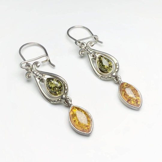 Mixed Amber Dangle Earrings - Rocks and Gems Canada