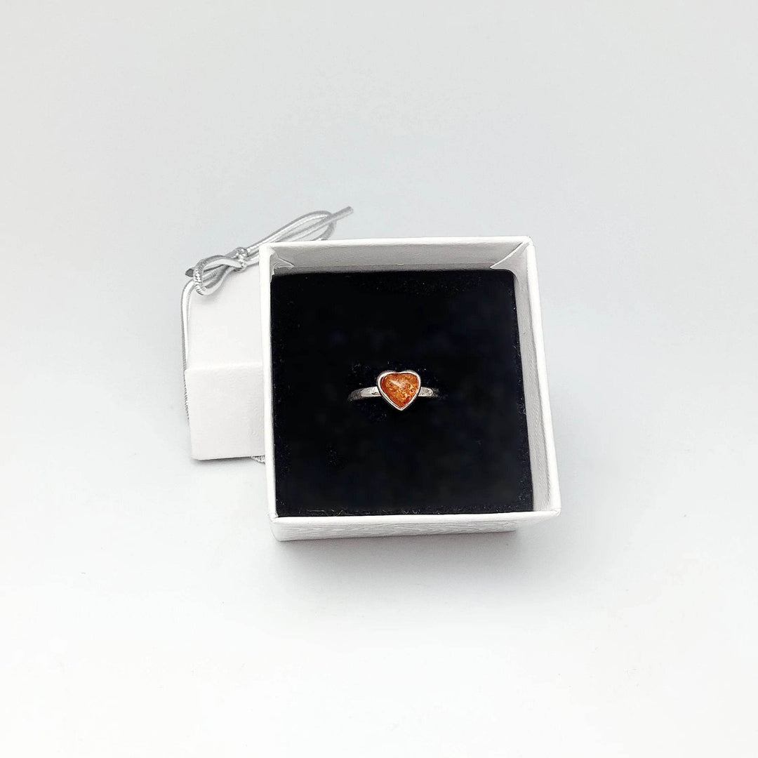 Cognac Amber Heart Ring - Small Sizes - Rocks and Gems Canada