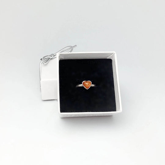 Cognac Amber Heart Ring - Small Sizes - Rocks and Gems Canada