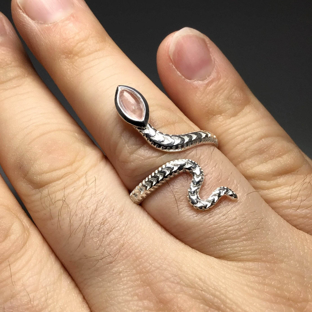 Rose Quartz Snake Ring - Rocks and Gems Canada