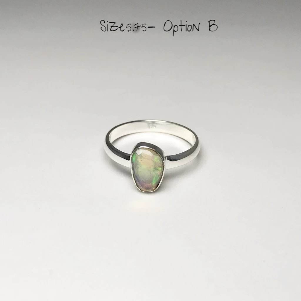 Freeform Faceted Ethiopian Fire Opal Ring - Rocks and Gems Canada