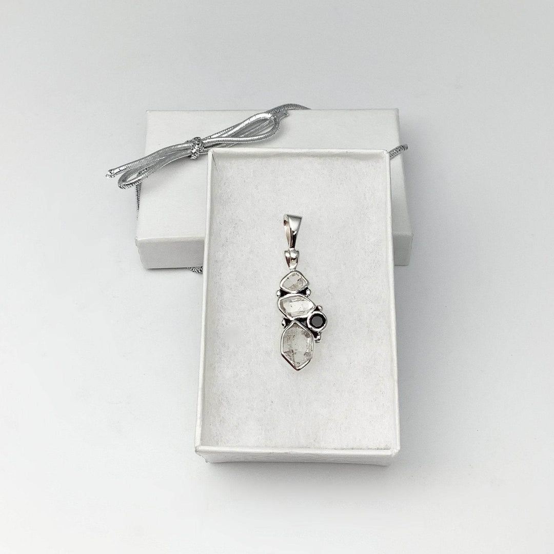 Herkimer Diamond and Black Onyx Pendant - Rocks and Gems Canada