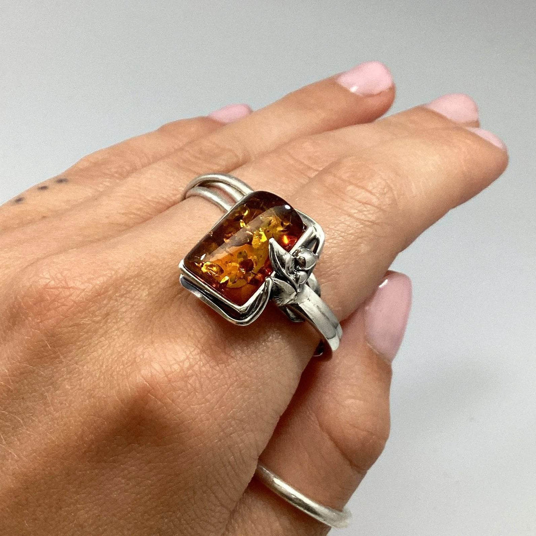 Cognac Amber Ring - Rocks and Gems Canada