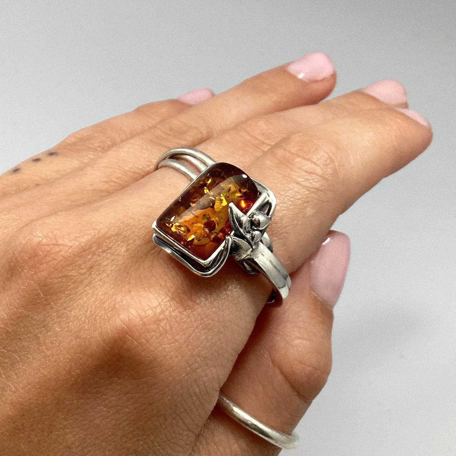 Cognac Amber Ring - Rocks and Gems Canada