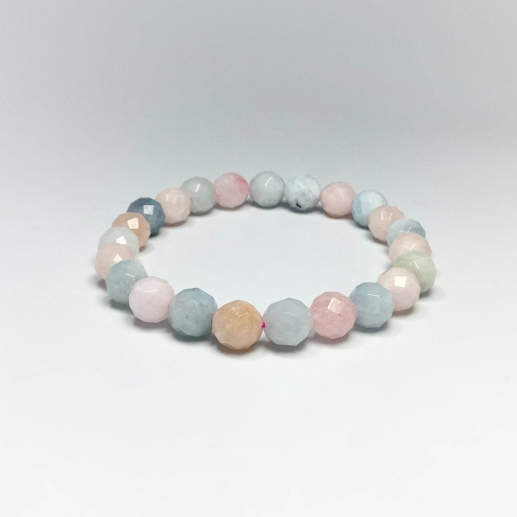 Morganite Faceted Beaded Bracelet - Rocks and Gems Canada