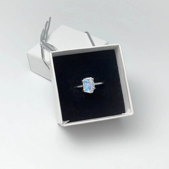 Raw Rainbow Moonstone Ring - Rocks and Gems Canada