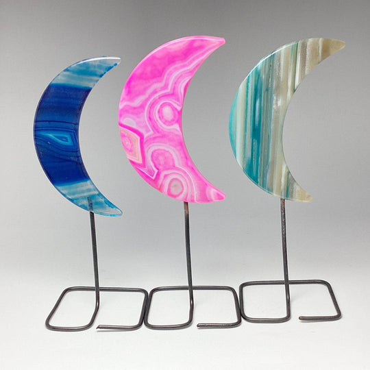 Agate Moon on Stand - Rocks and Gems Canada