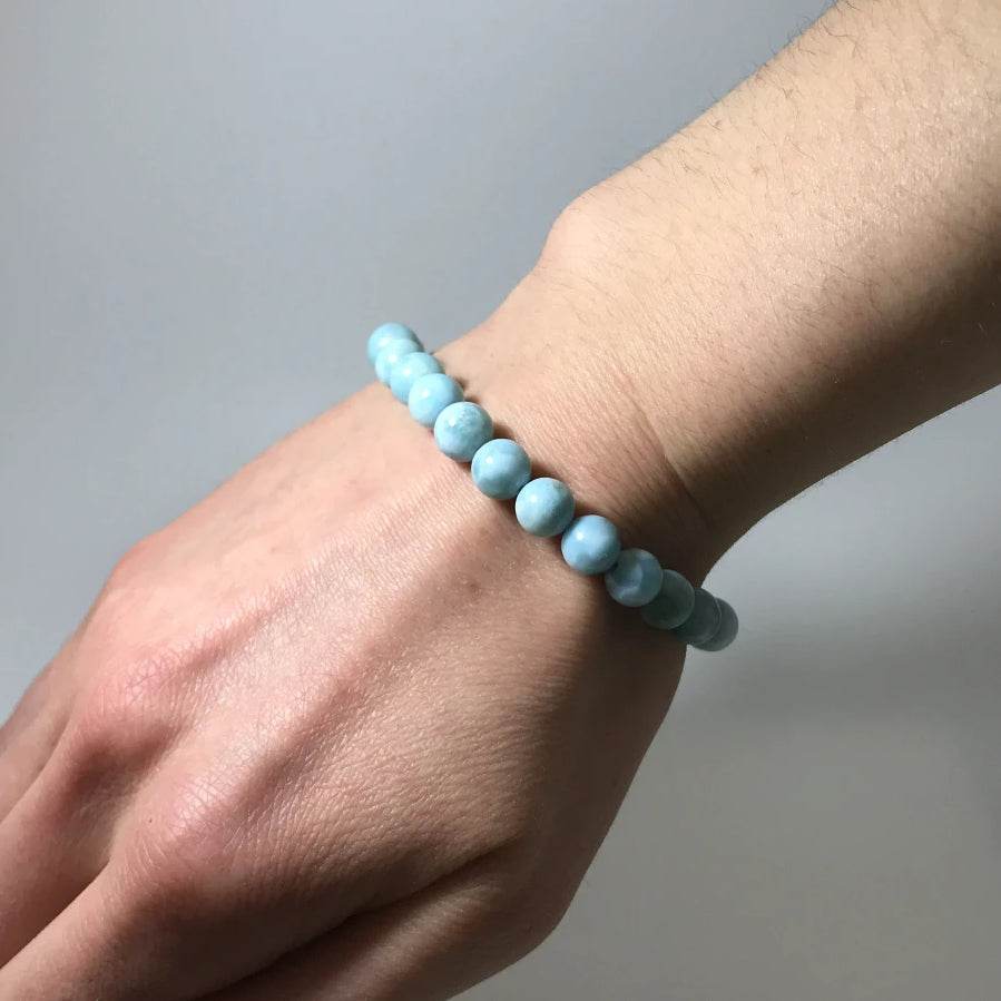 Larimar Beaded Bracelet - 8mm - Rocks and Gems Canada