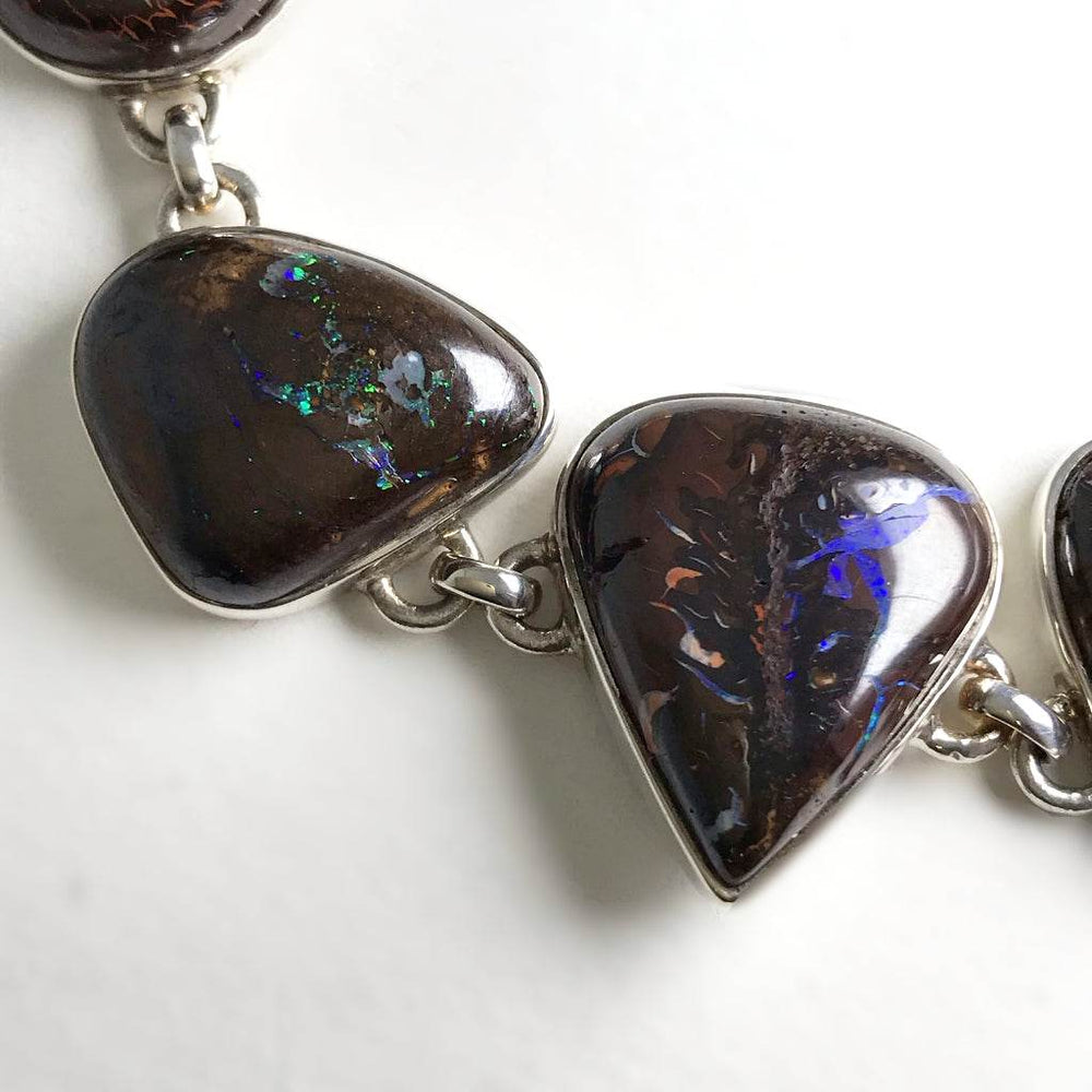 Boulder Opal Sterling Silver Bracelet - Rocks and Gems Canada