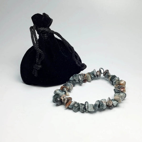 Black Crazy Lace Agate Chip Beaded Bracelet - Rocks and Gems Canada