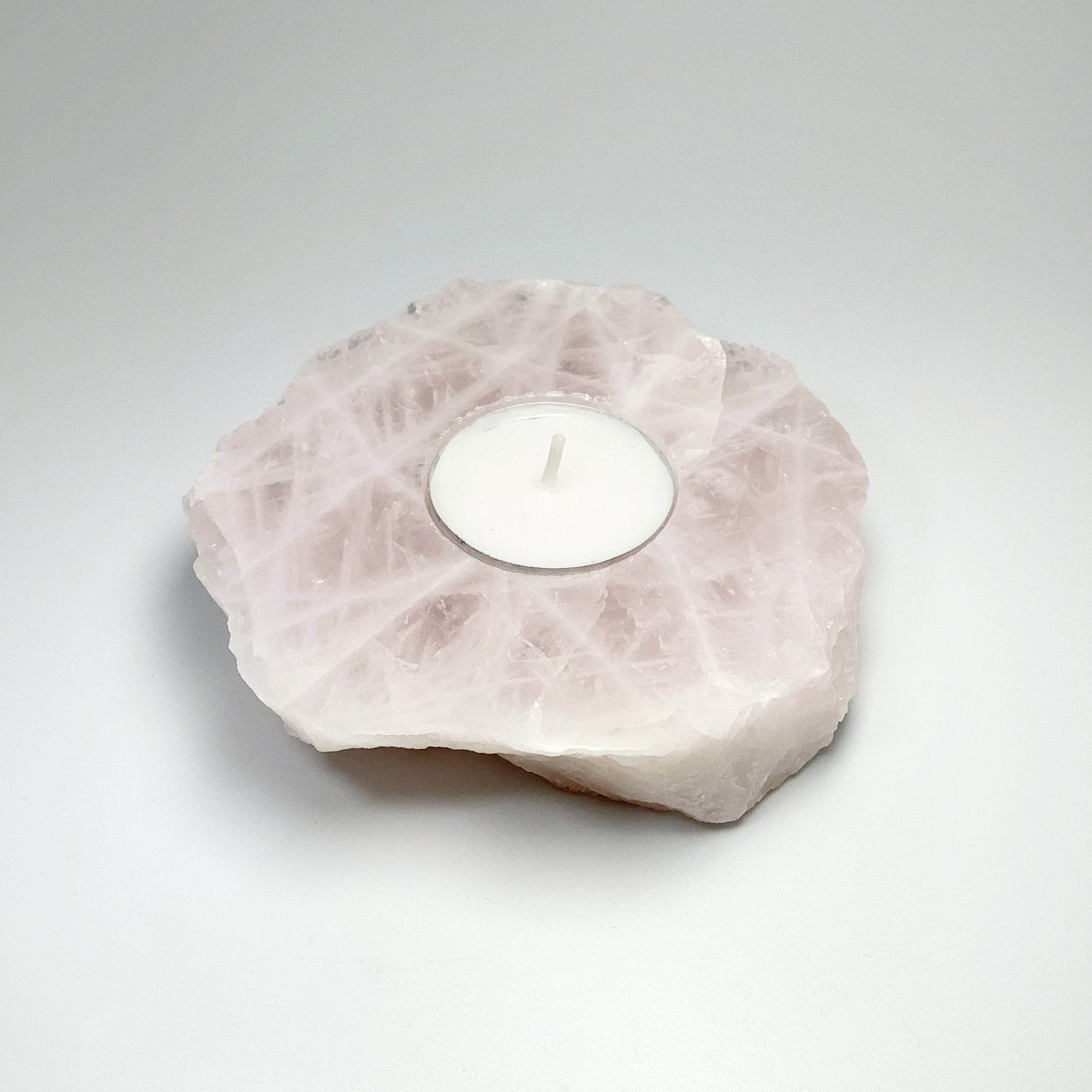 Rose Quartz Candle Holder Rocks and Gems Canada
