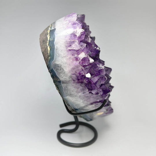 Large Amethyst Druze Cluster Heart On Stand - Rocks and Gems Canada