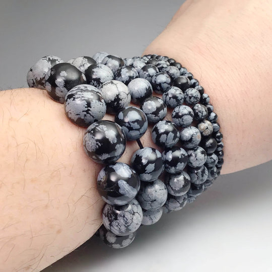 Snowflake Obsidian Beaded Bracelet - Rocks and Gems Canada