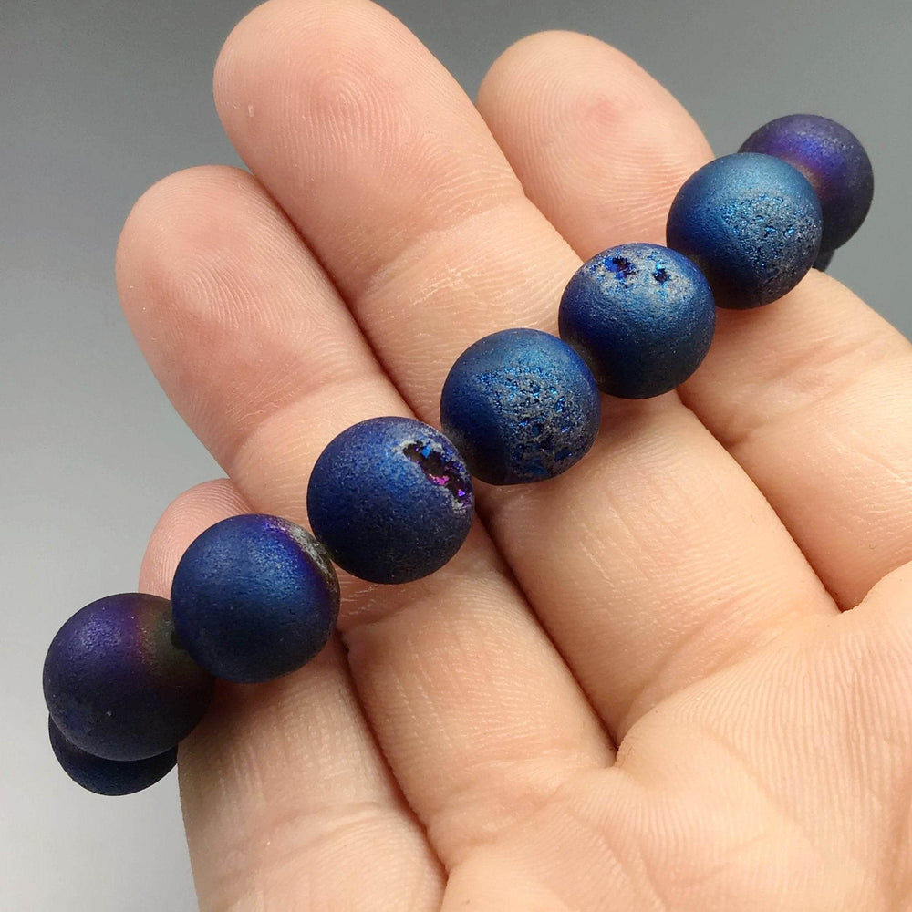 Druzy Matte Blue Beaded Bracelet - Rocks and Gems Canada
