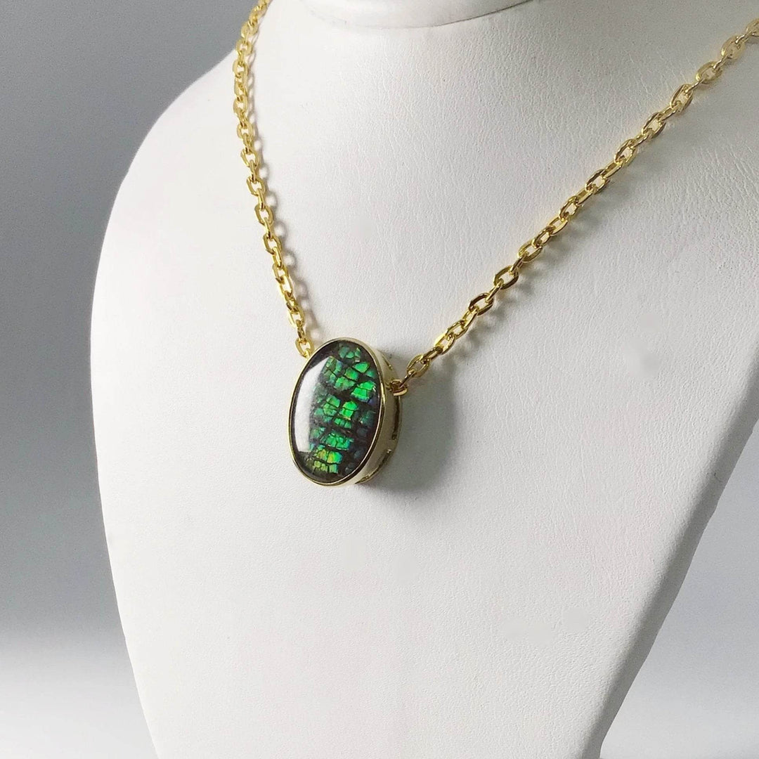 Alberta Ammolite 14K Gold Pendant - Rocks and Gems Canada