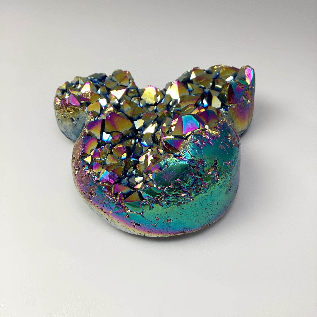 Rainbow Amethyst Druze Cluster Bear Carving - Rocks and Gems Canada