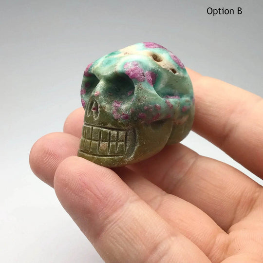 Carved Ruby Fuchsite Skull - Rocks and Gems Canada