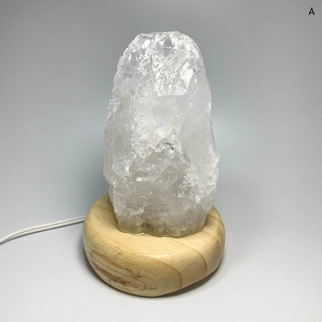 Quartz Lamp with Wooden Base - Rocks and Gems Canada