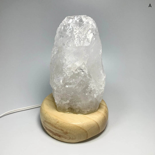 Quartz Lamp with Wooden Base - Rocks and Gems Canada