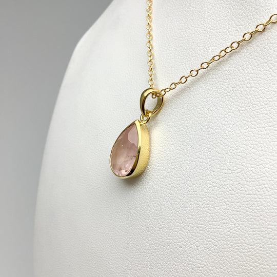 Rose Quartz Gold Finish Pendant - Rocks and Gems Canada