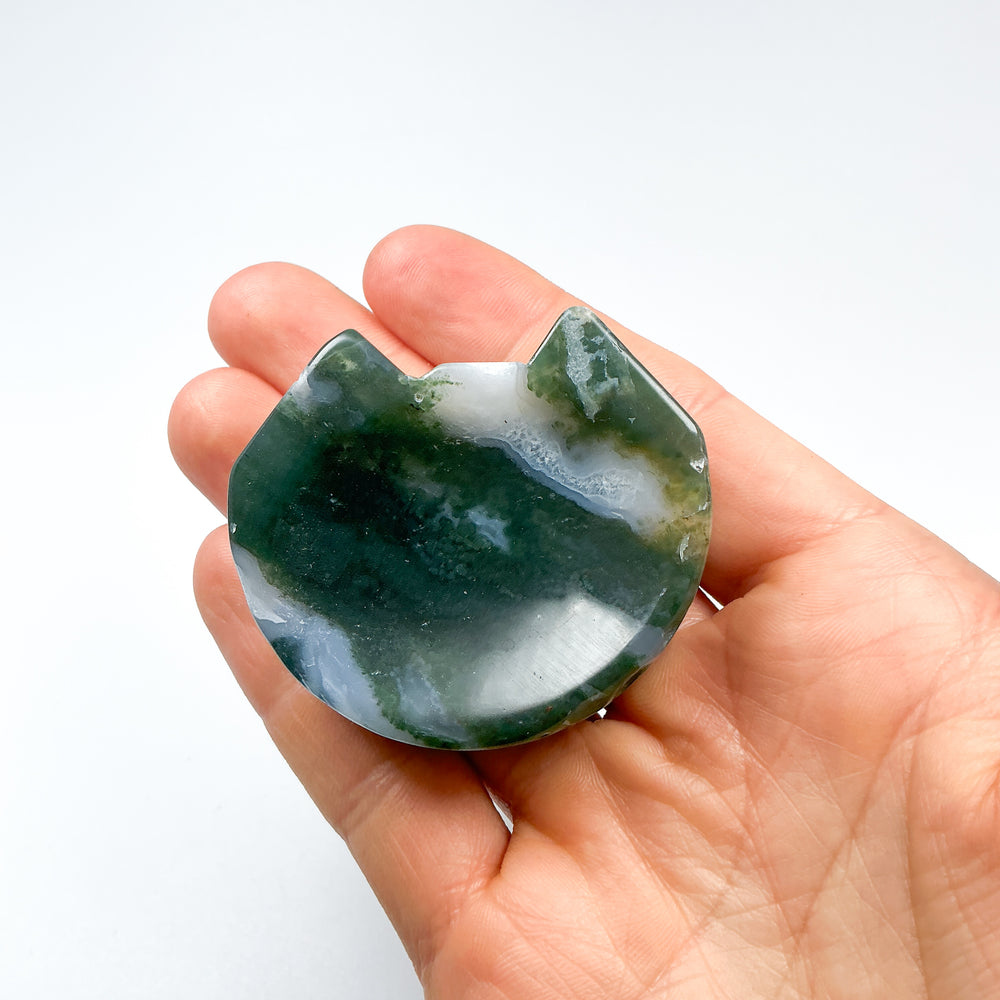 Moss Agate Cat Bowl - Rocks and Gems Canada