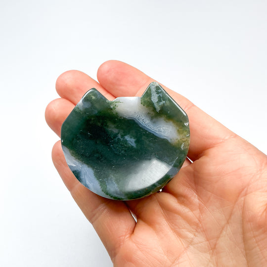 Moss Agate Cat Mini Bowl - Rocks and Gems Canada