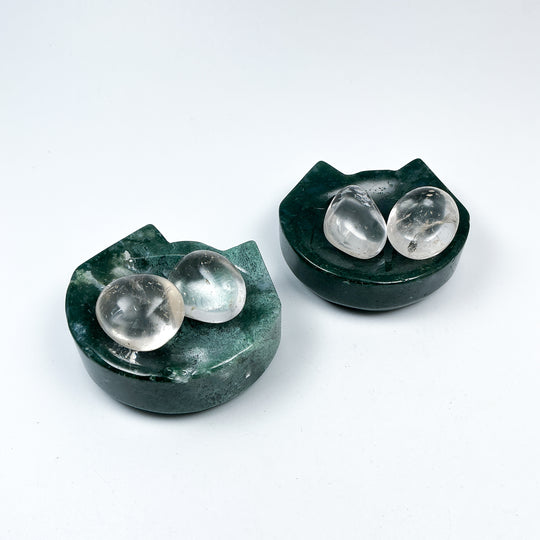 Moss Agate Cat Mini Bowl - Rocks and Gems Canada