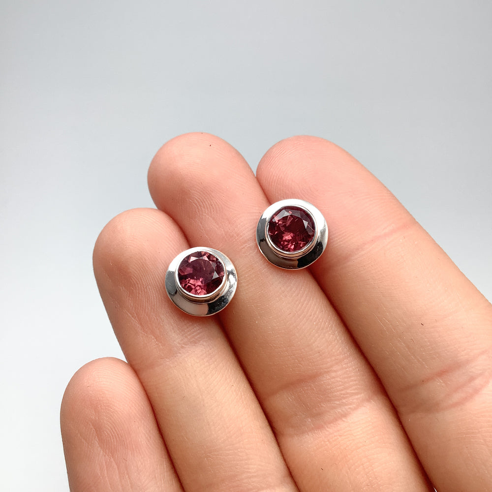 Pink Tourmaline Stud Earrings