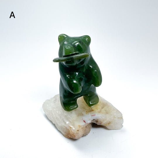 Jade Bear Carving on Base