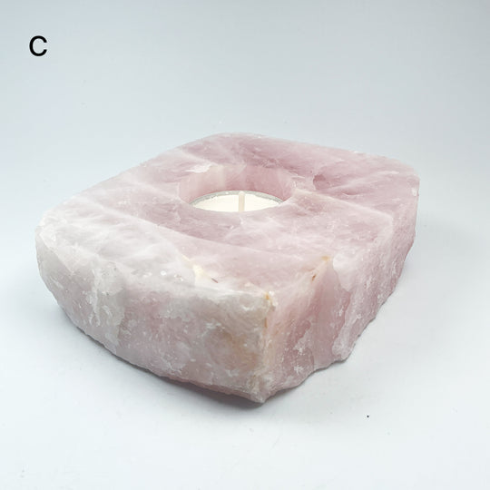 Rose Quartz Candle Holder - Rocks and Gems Canada