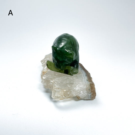 BC Jade Bear with Fish on Quartz Base - Rocks and Gems Canada