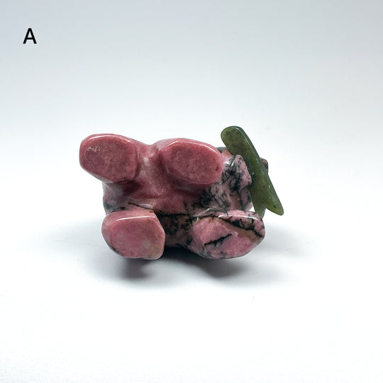 Rhodonite Bear with Canadian Jade Fish Carving - Rocks and Gems Canada