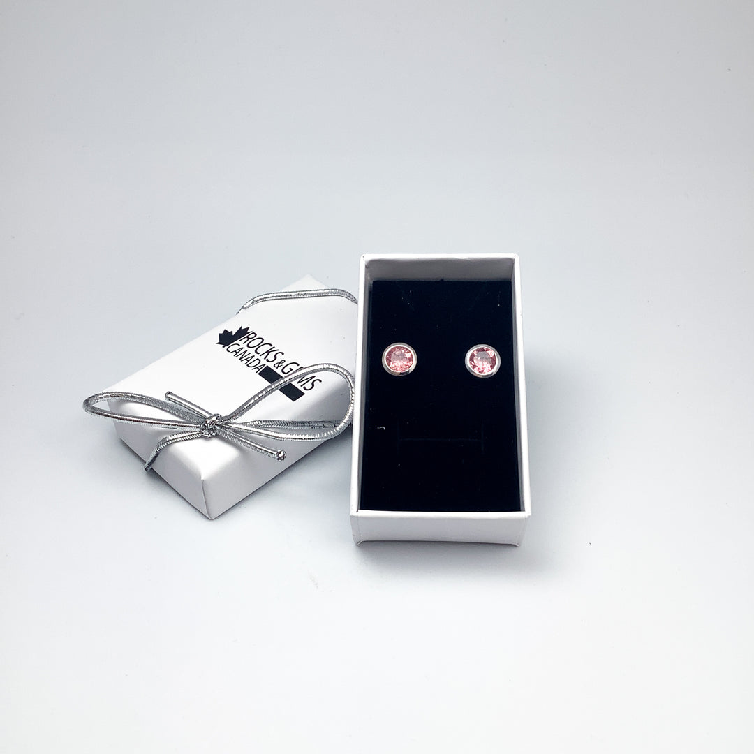 Pink Tourmaline Stud Earrings