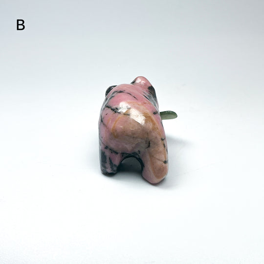 Rhodonite Bear with Canadian Jade Fish Carving - Rocks and Gems Canada