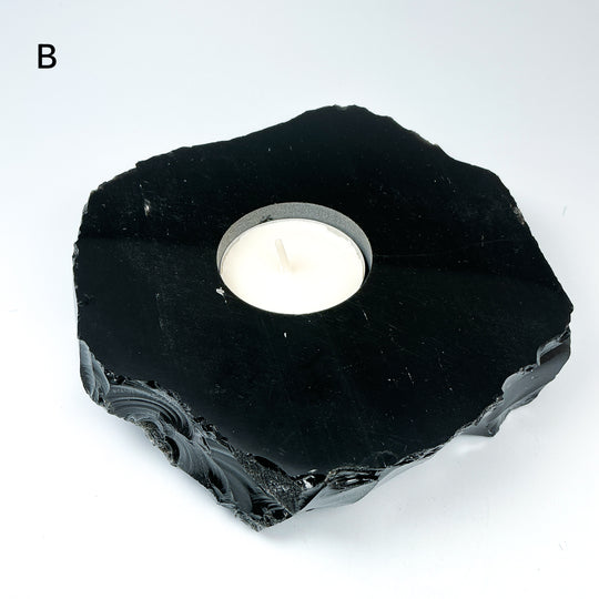 Black Obsidian Candle Holder - Rocks and Gems Canada