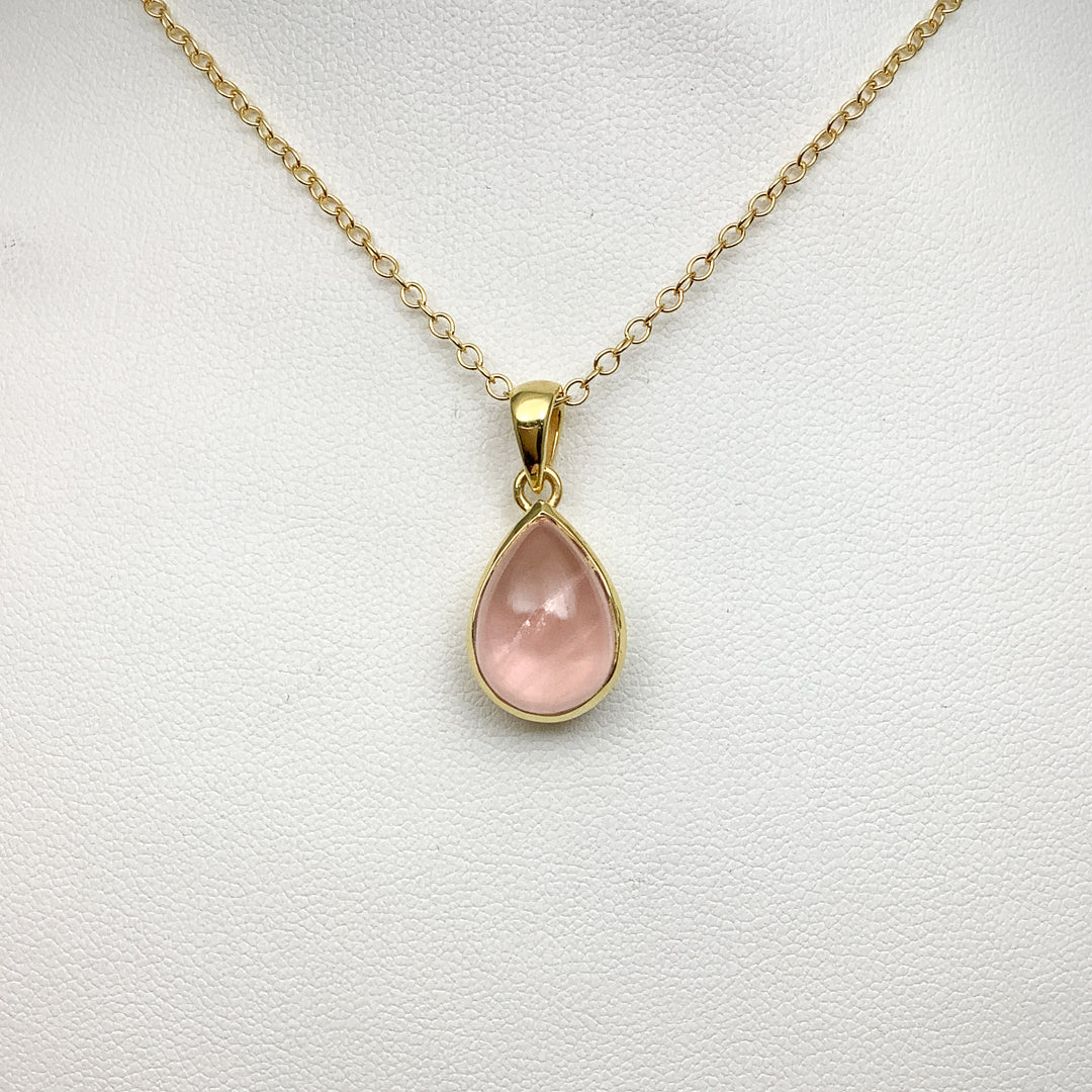 Rose Quartz Gold Finish Pendant - Rocks and Gems Canada