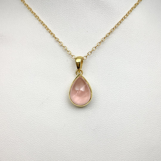 Rose Quartz Gold Finish Pendant - Rocks and Gems Canada