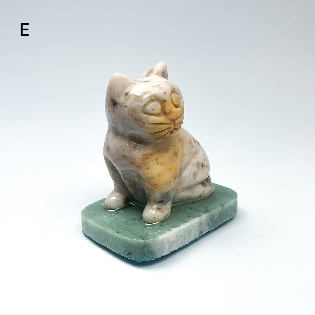 Champagne Jade Cat On Base - Rocks and Gems Canada