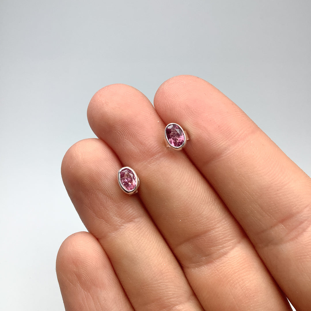 Pink Tourmaline Stud Earrings
