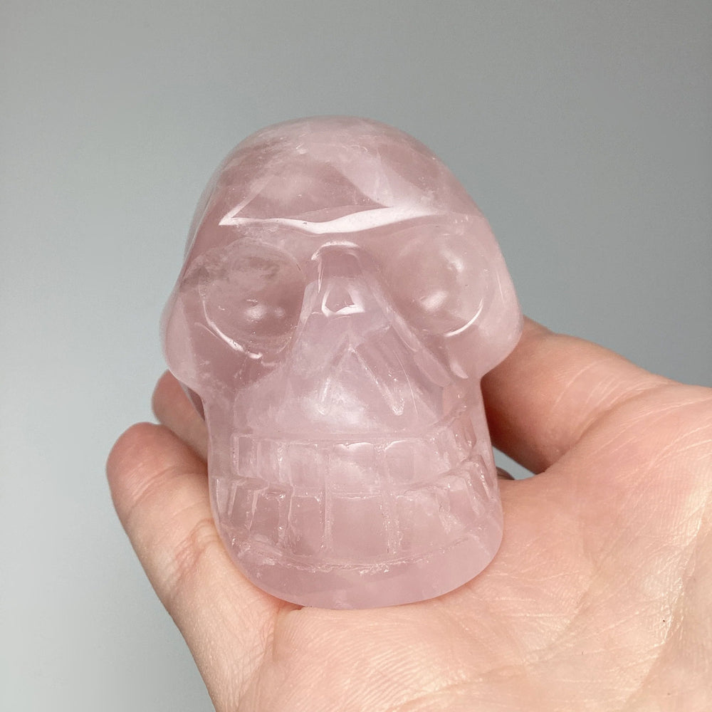 Carved Rose Quartz Skull - Rocks and Gems Canada