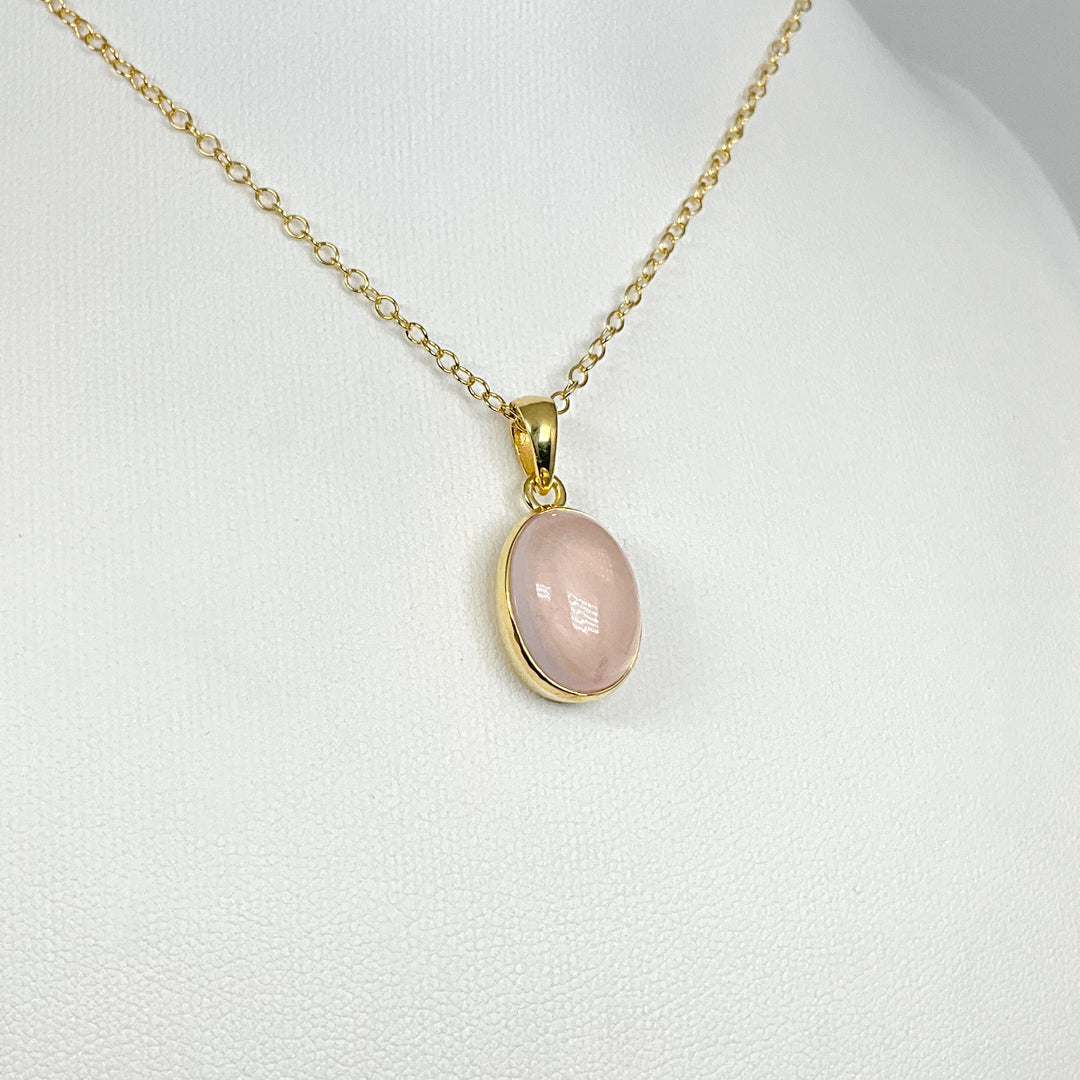 Rose Quartz Gold Finish Pendant - Rocks and Gems Canada