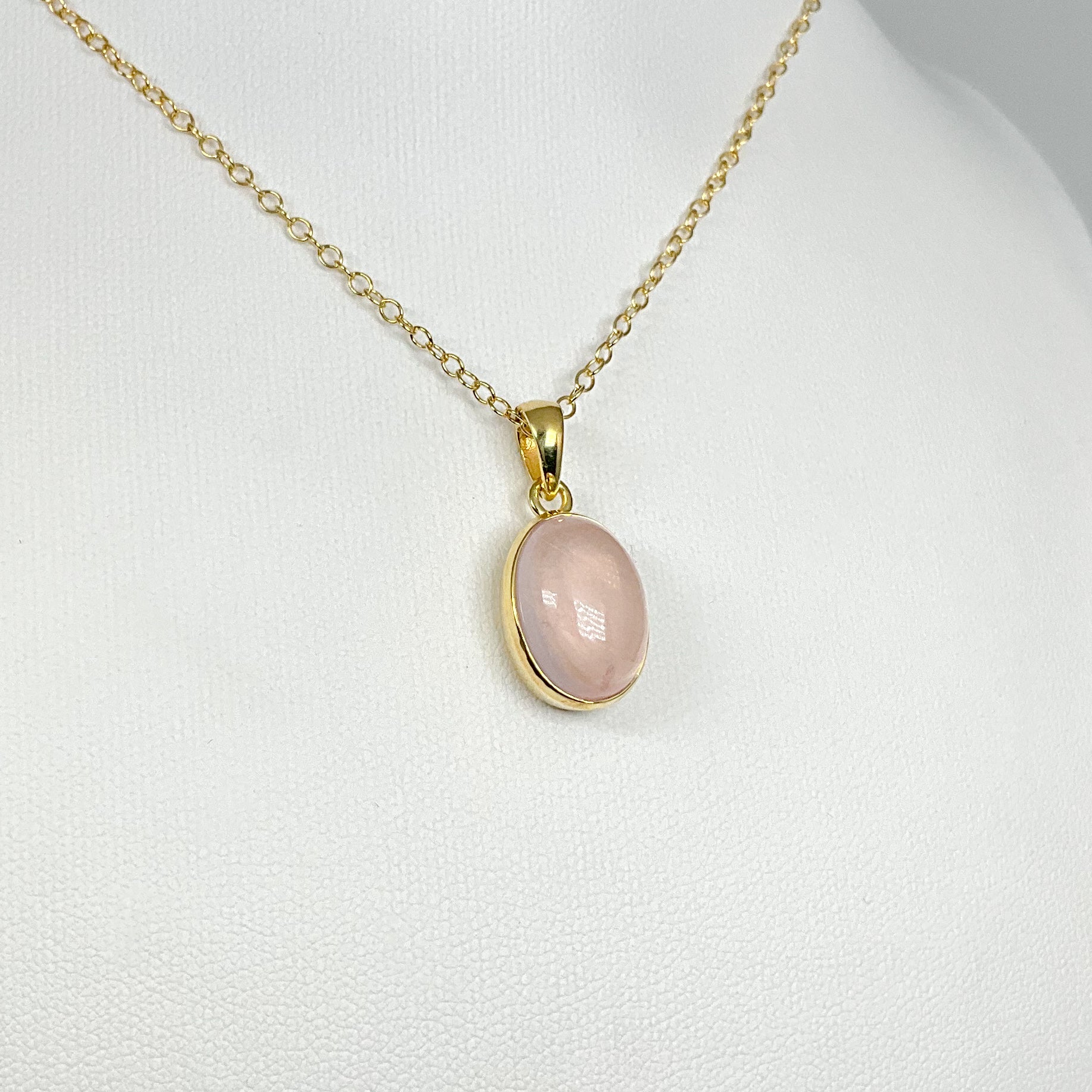 Rose Quartz Gold Finish Pendant - Rocks and Gems Canada